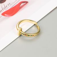 Fashion Geometric Copper Plated Gold Micro-inlaid Zircon Ring main image 3