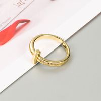 Fashion Geometric Copper Plated Gold Micro-inlaid Zircon Ring main image 5
