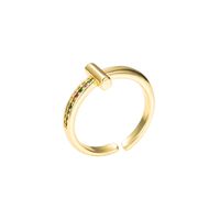 Fashion Geometric Copper Plated Gold Micro-inlaid Zircon Ring main image 6