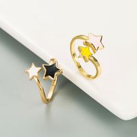Fashion Contrast Color Oil Drop Five-pointed Star Open Ring main image 3