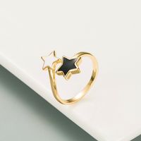 Fashion Contrast Color Oil Drop Five-pointed Star Open Ring main image 5