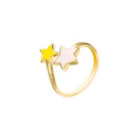 Fashion Contrast Color Oil Drop Five-pointed Star Open Ring main image 6
