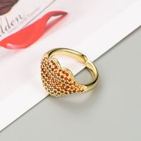 Fashion Copper Gold-plated Micro-inlaid Zircon Lip Opening Couple Ring main image 5