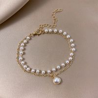 Simple Double Pearl Dream Catcher Pendant Crystal Bracelet sku image 1