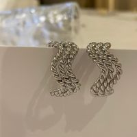 Fashion Gold Plated Metal Texture Wave Winding Earrings sku image 2