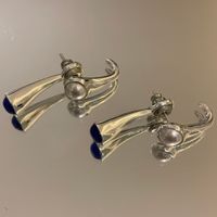 Retro Gold Plated Water Drop Pearl Light Bulb Shape Earrings sku image 2