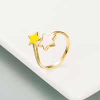Fashion Contrast Color Oil Drop Five-pointed Star Open Ring sku image 2