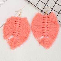 Bohemian Handmade Weaving Leaf Tassel Earrings sku image 4