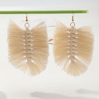Bohemian Handmade Weaving Leaf Tassel Earrings sku image 3