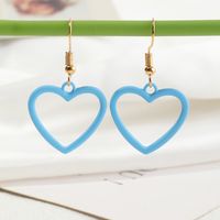 Simple Solid Color Heart Earrings Wholesale sku image 2