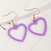 Simple Solid Color Heart Earrings Wholesale sku image 2