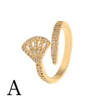 Fashion New Style Copper Drip Oil Zircon Open Mermaid Tail Ring sku image 2