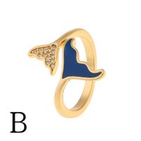 Fashion New Style Copper Drip Oil Zircon Open Mermaid Tail Ring sku image 1
