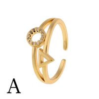 New Fashion Copper Heart Geometric Gold Open Ring sku image 1