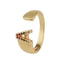 Fashion New Style Copper Micro-inlaid Zircon 26 English Letter Ring sku image 1