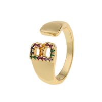 Fashion New Style Copper Micro-inlaid Zircon 26 English Letter Ring sku image 2