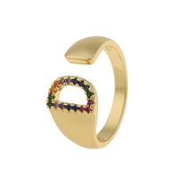 Fashion New Style Copper Micro-inlaid Zircon 26 English Letter Ring sku image 4