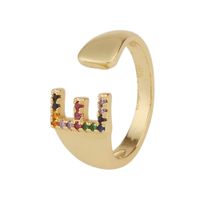 Fashion New Style Copper Micro-inlaid Zircon 26 English Letter Ring sku image 5