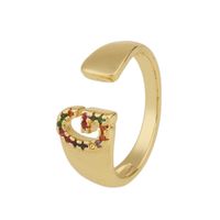 Fashion New Style Copper Micro-inlaid Zircon 26 English Letter Ring sku image 7