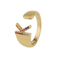 Fashion New Style Copper Micro-inlaid Zircon 26 English Letter Ring sku image 11