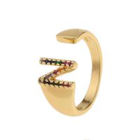 Fashion New Style Copper Micro-inlaid Zircon 26 English Letter Ring sku image 14