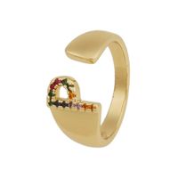 Fashion New Style Copper Micro-inlaid Zircon 26 English Letter Ring sku image 16