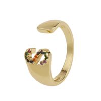 Fashion New Style Copper Micro-inlaid Zircon 26 English Letter Ring sku image 19