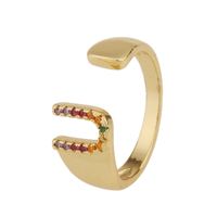 Fashion New Style Copper Micro-inlaid Zircon 26 English Letter Ring sku image 21