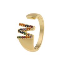 Fashion New Style Copper Micro-inlaid Zircon 26 English Letter Ring sku image 23