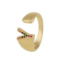 Fashion New Style Copper Micro-inlaid Zircon 26 English Letter Ring sku image 25