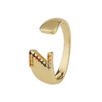 Fashion New Style Copper Micro-inlaid Zircon 26 English Letter Ring sku image 26