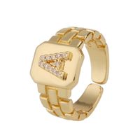 New Fashion Copper-plated 26 English Alphabet Open Ring sku image 1