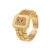 New Fashion Copper-plated 26 English Alphabet Open Ring sku image 2