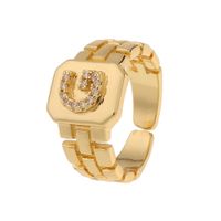 New Fashion Copper-plated 26 English Alphabet Open Ring sku image 7