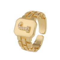 New Fashion Copper-plated 26 English Alphabet Open Ring sku image 10