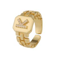 New Fashion Copper-plated 26 English Alphabet Open Ring sku image 11