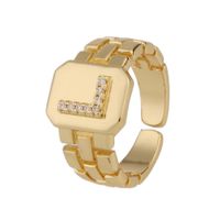 New Fashion Copper-plated 26 English Alphabet Open Ring sku image 12