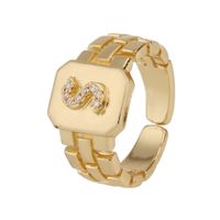 New Fashion Copper-plated 26 English Alphabet Open Ring sku image 19