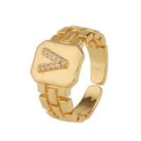 New Fashion Copper-plated 26 English Alphabet Open Ring sku image 22
