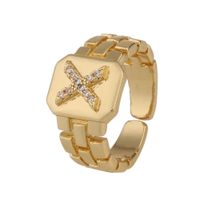 New Fashion Copper-plated 26 English Alphabet Open Ring sku image 24