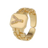 New Fashion Copper-plated 26 English Alphabet Open Ring sku image 25