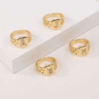 New Fashion Copper-plated 26 English Alphabet Open Ring sku image 26