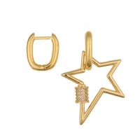 New Fashion Copper Heart-shaped Palm Five-pointed Star Earrings sku image 2