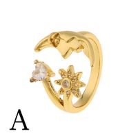 New Fashion Copper Micro-inlaid Zircon Moon Ring sku image 1