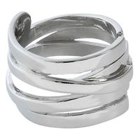 Anillo Abierto De Cara Irregular Multicapa De Plata De Ley Coreana S925 sku image 1