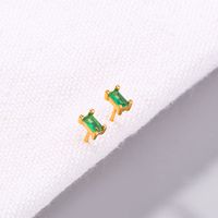 Fashion New Style Mini Rectangular Zircon Grandmother Green Earrings sku image 1