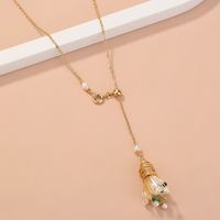 Collier Long Pendentif Fleur De Perle Enveloppée De Soie Rétro Fait À La Main sku image 1