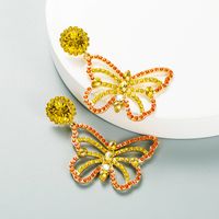 Fashion Color Rhinestone Butterfly Pendant Earrings sku image 1