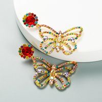 Fashion Color Rhinestone Butterfly Pendant Earrings sku image 3