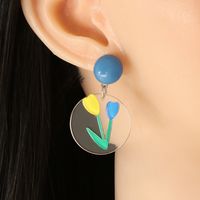 Korean Retro Geometric Round Acrylic Plate Earrings main image 6